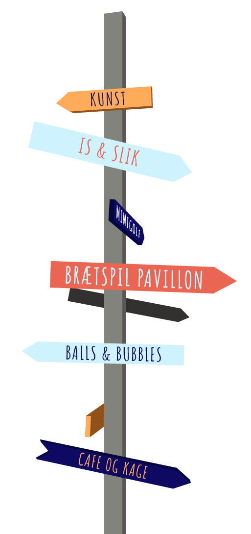 signs for different things to do at the minigolf