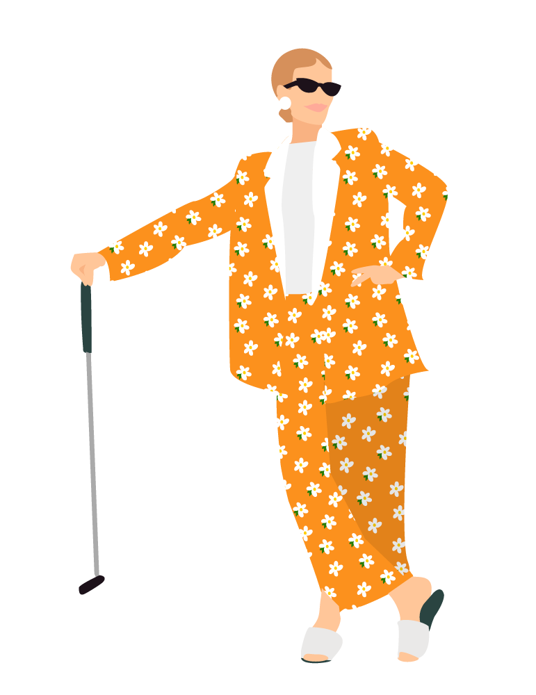 woman posing with golf club